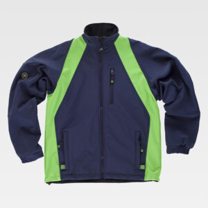 Giacca Workshell con cerniera in nylon,collo alto, polsi con elastici