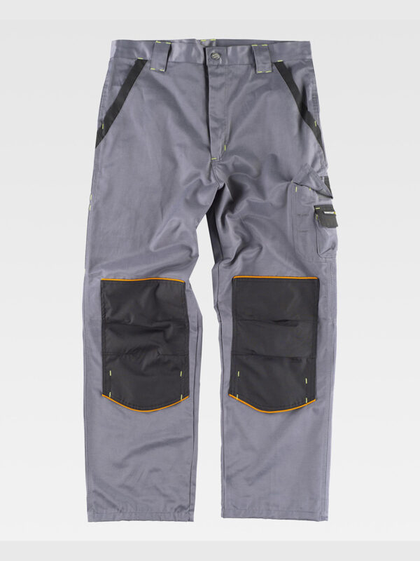 Pantalone da lavoro tessuto antimacchia triple cuciture protezione alle ginocchia