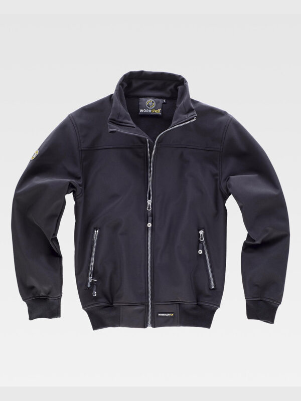 Giacca Workshell con collo alto e cerniera in contrasto