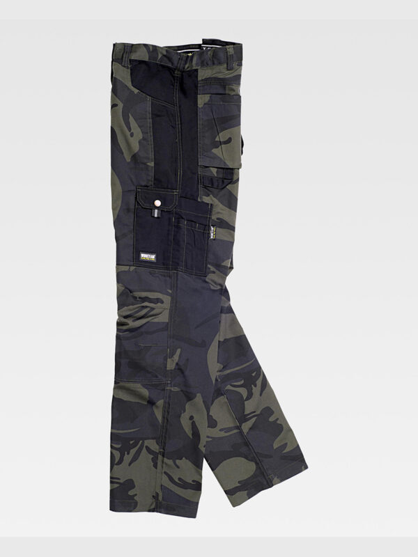 Pantalone multitasche rinforzi alle ginocchia camouflage