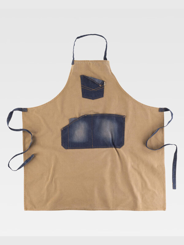 Grembiule con pettorina tessuto canvas e denim