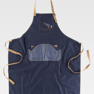 Grembiule con pettorina tessuto denim e canvas