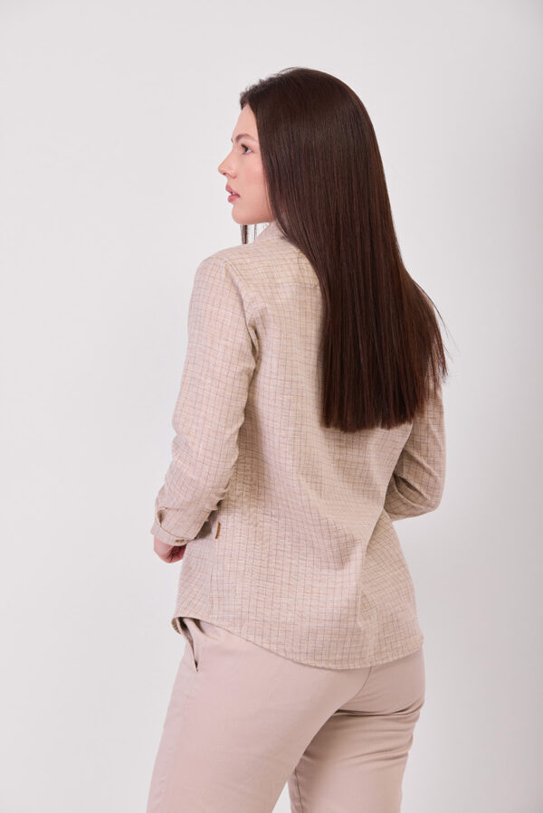 Camicia manica lunga a quadretti donna - immagine 4