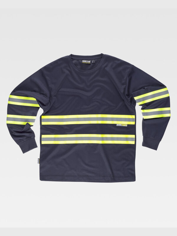 T-shirt manica lunga bande rifrangeni fluorescenti - immagine 2