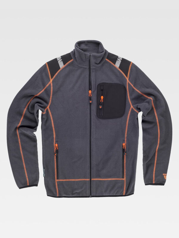 Giacca in pile collo alto con zip in nylon - immagine 3