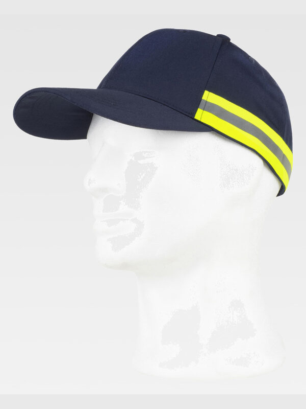 Cappello visiera curva 6 pannelli banda rifrangente-riflettente - immagine 2