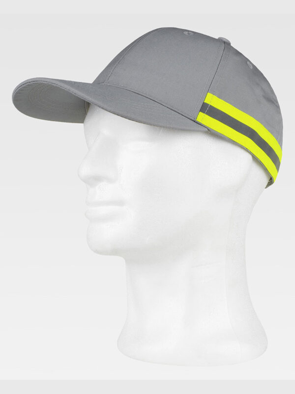 Cappello visiera curva 6 pannelli banda rifrangente-riflettente - immagine 4