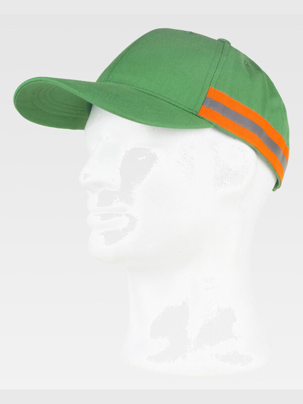 Cappello visiera curva 6 pannelli banda rifrangente-riflettente - immagine 5