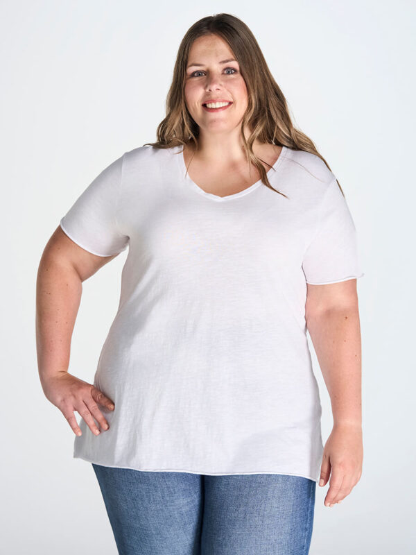 UNI_JHK_CURVSSLUB.jpg T-SHIRT DONNA MANICA CORTA COLLO A V CURVES