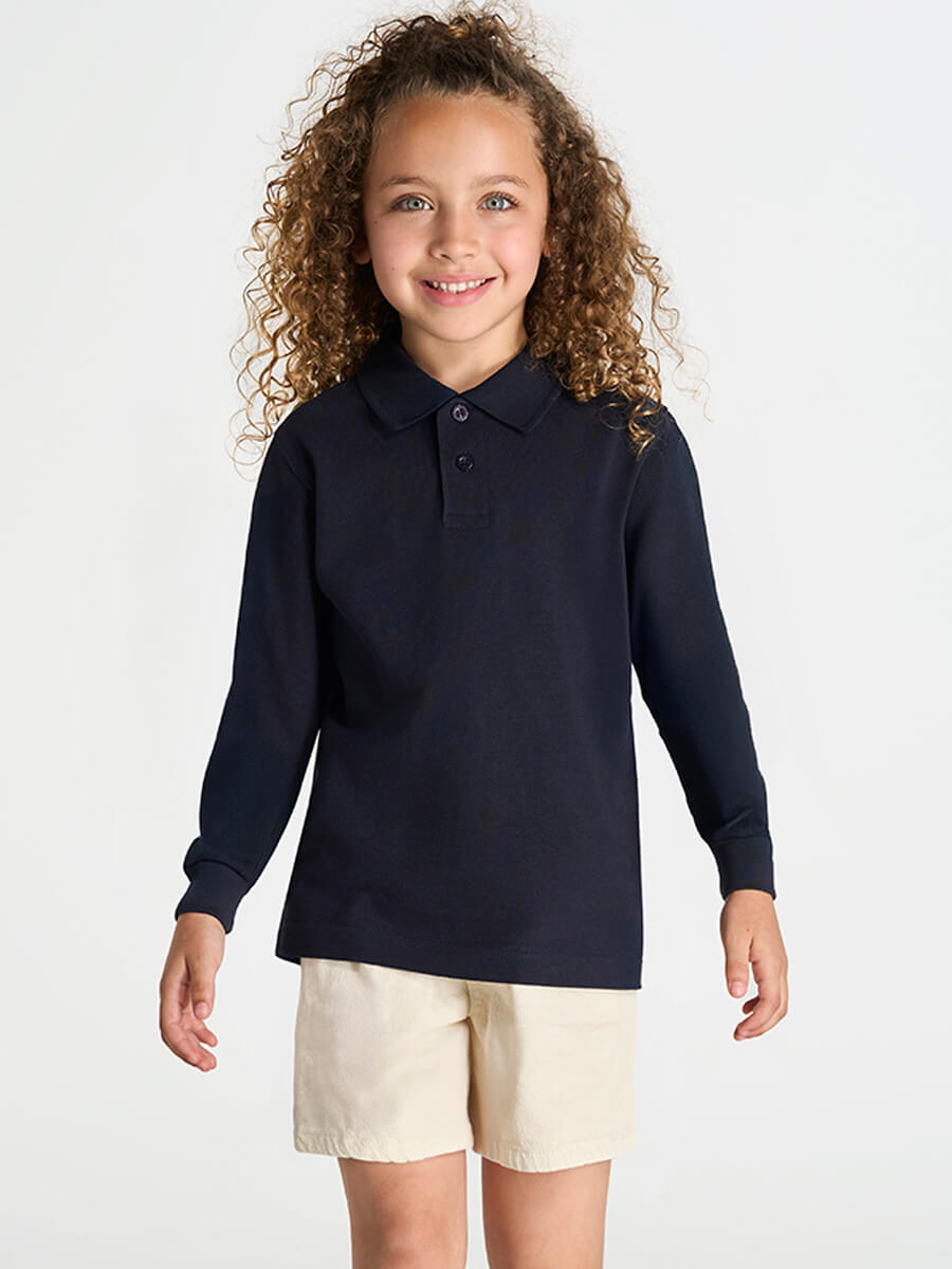 UNI_JHK_PKID210LS.jpg Polo Bambino Manica Lunga Personalizzata DTF